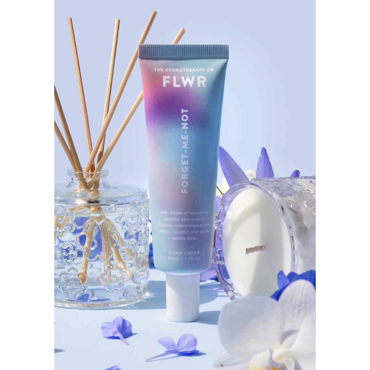 The Aromatherapy Co. FLWR Forget Me Not Hand Cream 50ml | Minimax - blue background 