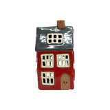 French Country Alsace Tealight House Red with Navy Roof 9x7x17H | Minimax