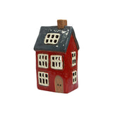 French Country Alsace Tealight House Red with Navy Roof 9x7x17H | Minimax