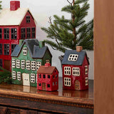 French Country Alsace Tealight House Red with Navy Roof 9x7x17H | Minimax