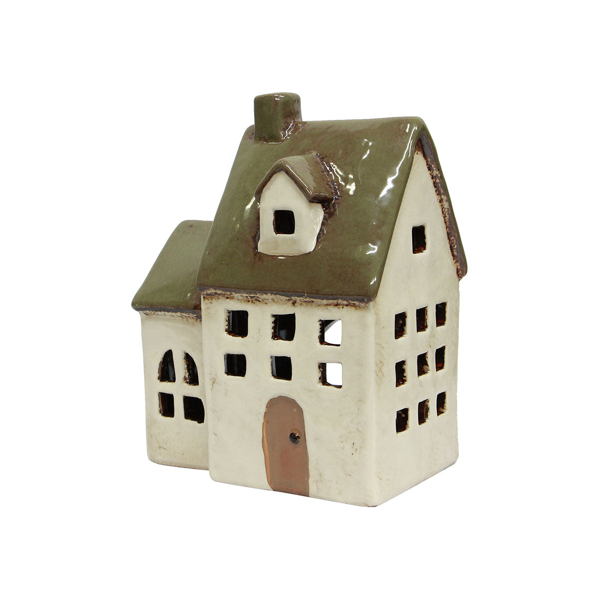 French Country Alsace Tealight Chapel Cream/Olive Green 14x9x18cm | Minimax