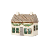 French Country Chirstmas Tea Light Cottage Stone with Swag 14x7x15cm | Minimax