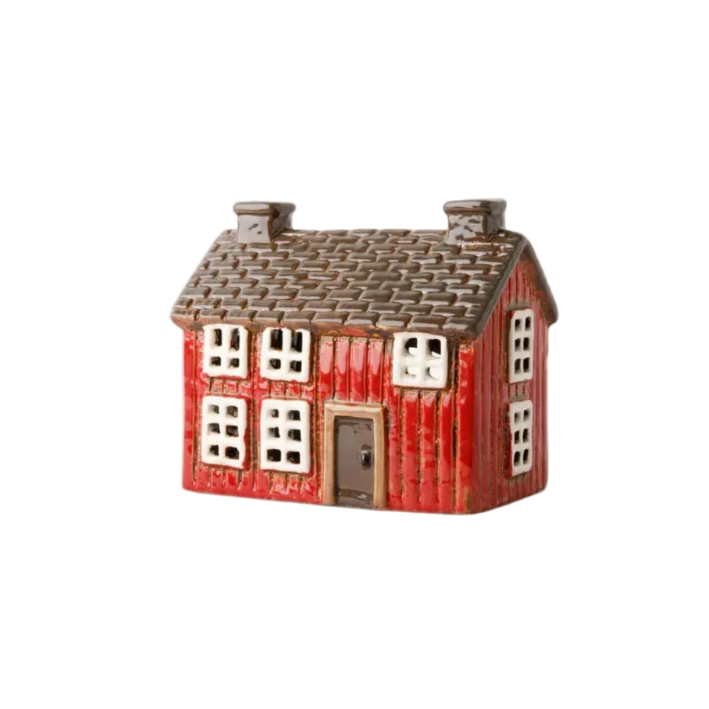 French Country Shingle Tea Light Cottage Red 13 x 8 x 11cm | Minimax