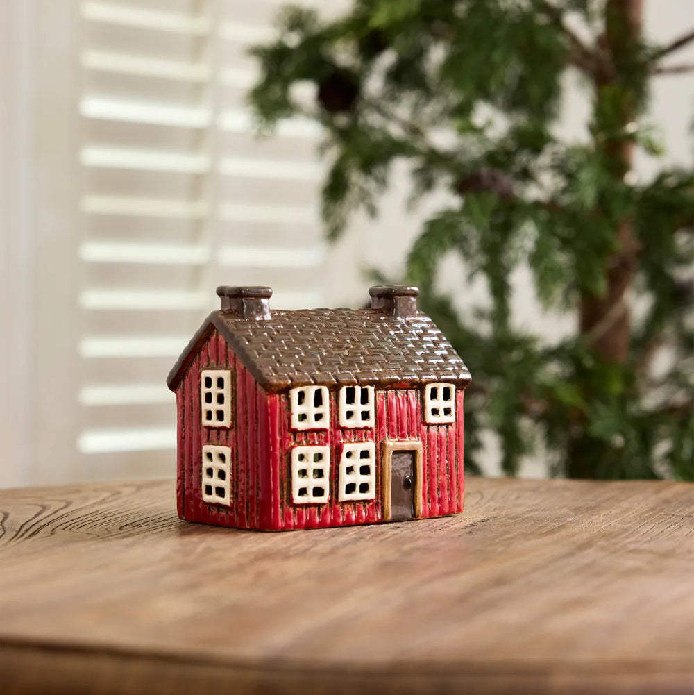 French Country Shingle Tea Light Cottage Red 13 x 8 x 11cm | Minimax