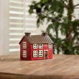 French Country Shingle Tea Light Cottage Red 13 x 8 x 11cm | Minimax