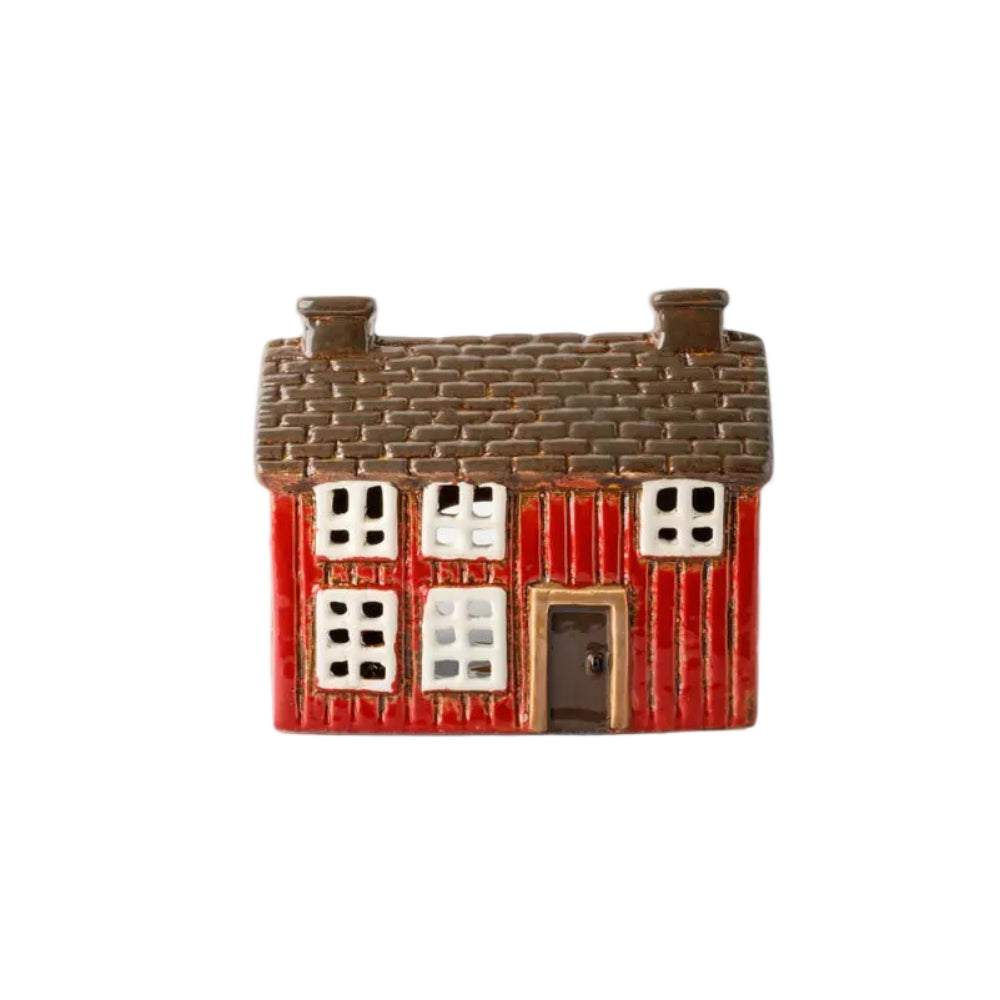 French Country Shingle Tea Light Cottage Red 13 x 8 x 11cm | Minimax