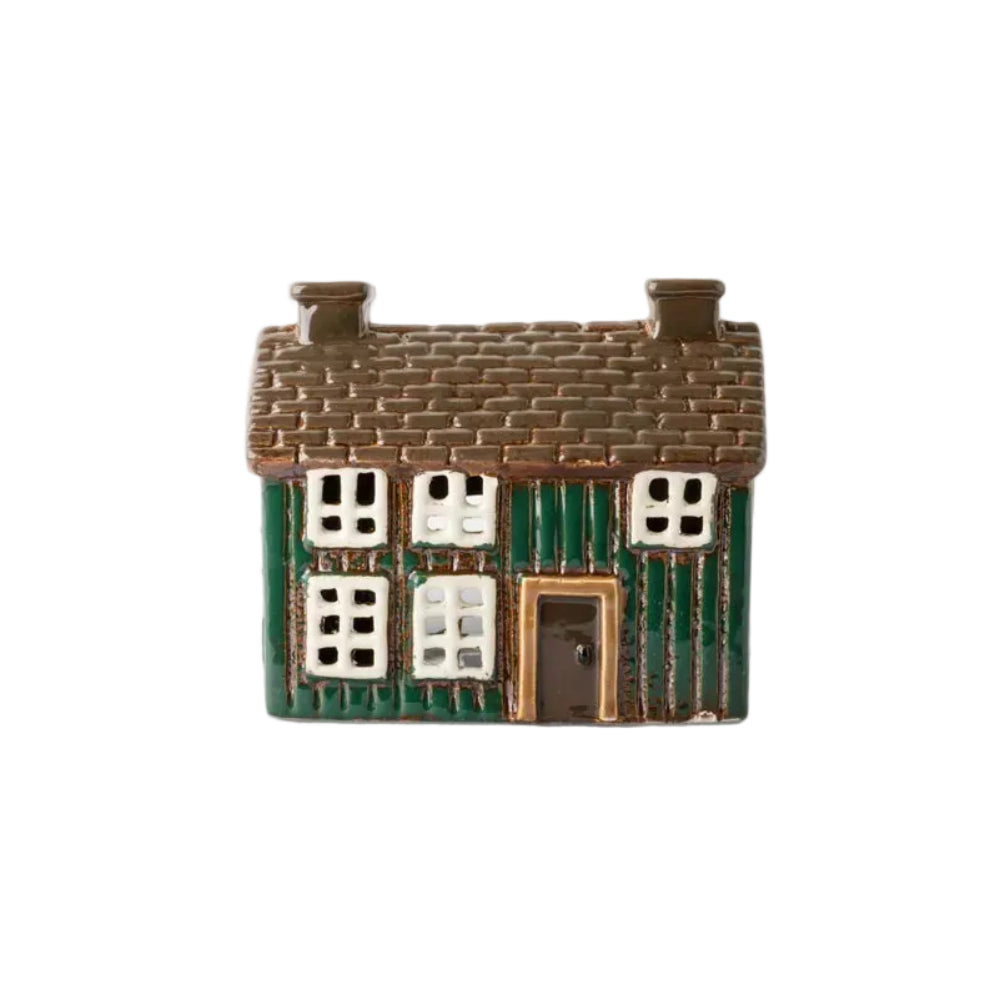 French Country Shingle Tea Light Cottage Green 13x8x11cm | Minimax