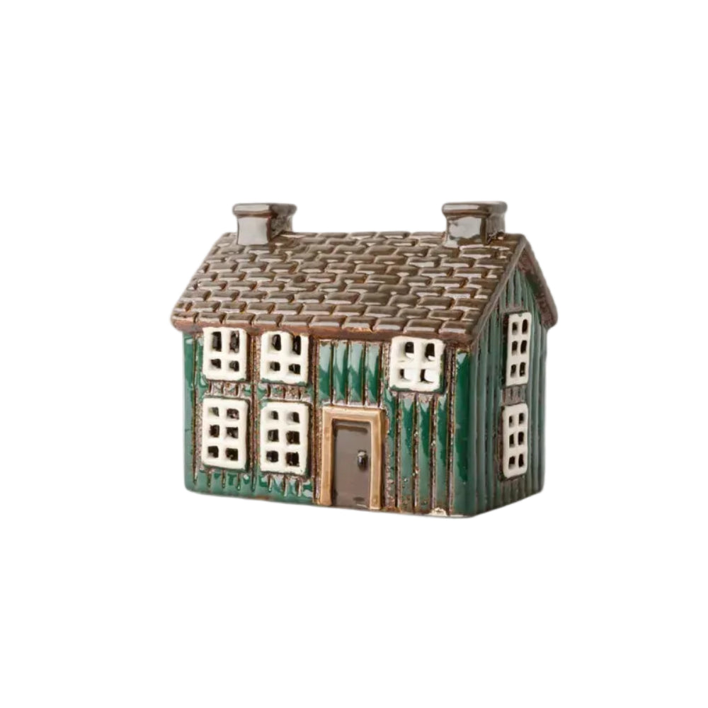 French Country Shingle Tea Light Cottage Green 13x8x11cm | Minimax