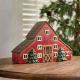French Country Trees Barn Tealight Red 30.5x11.5x20.5cm | Minimax