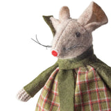 French Country Tilly Mouse Hanging Decoration Green 16cm