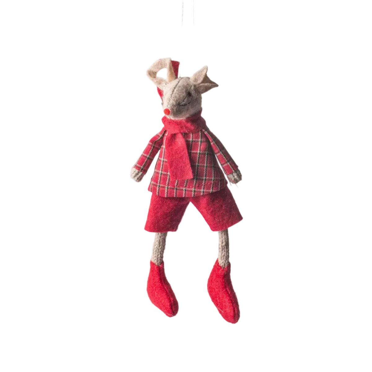 French Country Harry Mouse Hanging Decoration Red 16cm
