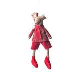 French Country Harry Mouse Hanging Decoration Red 16cm