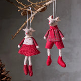 French Country Harry Mouse Hanging Decoration Red 16cm