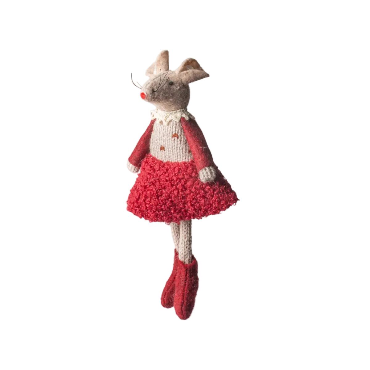 French Country Edna Mouse Hanging Decoration Red 16cm