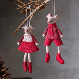 French Country Edna Mouse Hanging Decoration Red 16cm