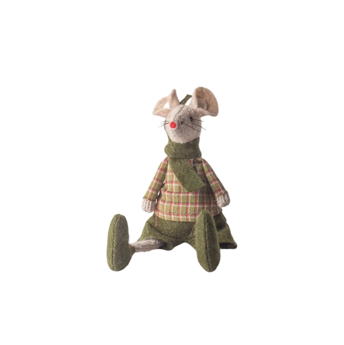 French Country Billy Mouse Sitting Decoration Green 16cm