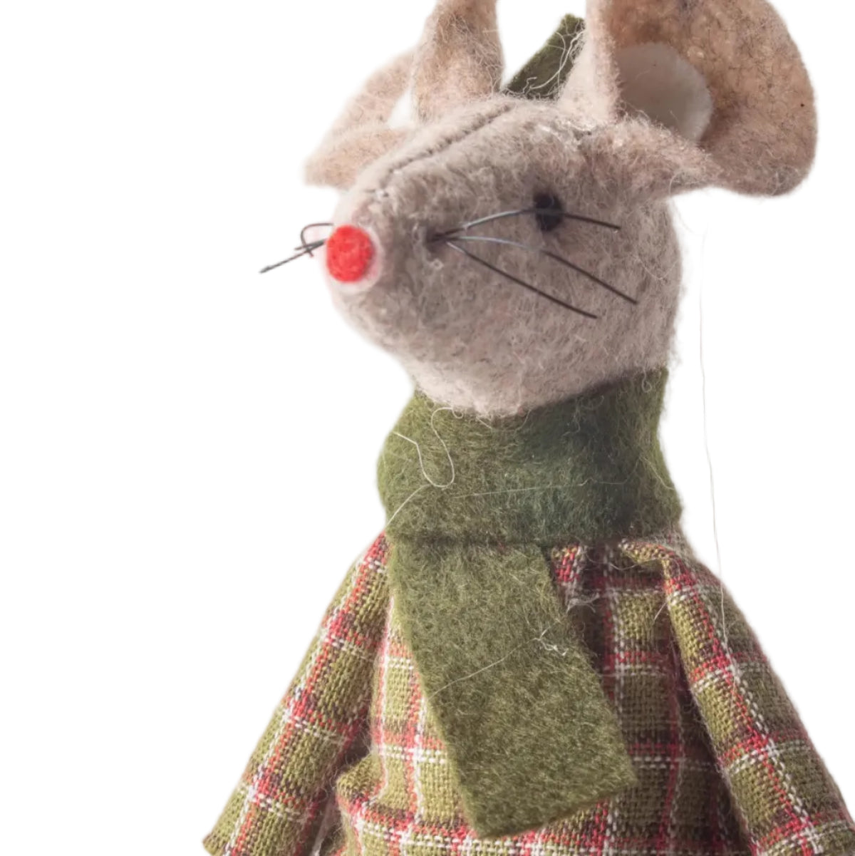 French Country Billy Mouse Sitting Decoration Green 16cm