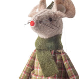 French Country Billy Mouse Sitting Decoration Green 16cm