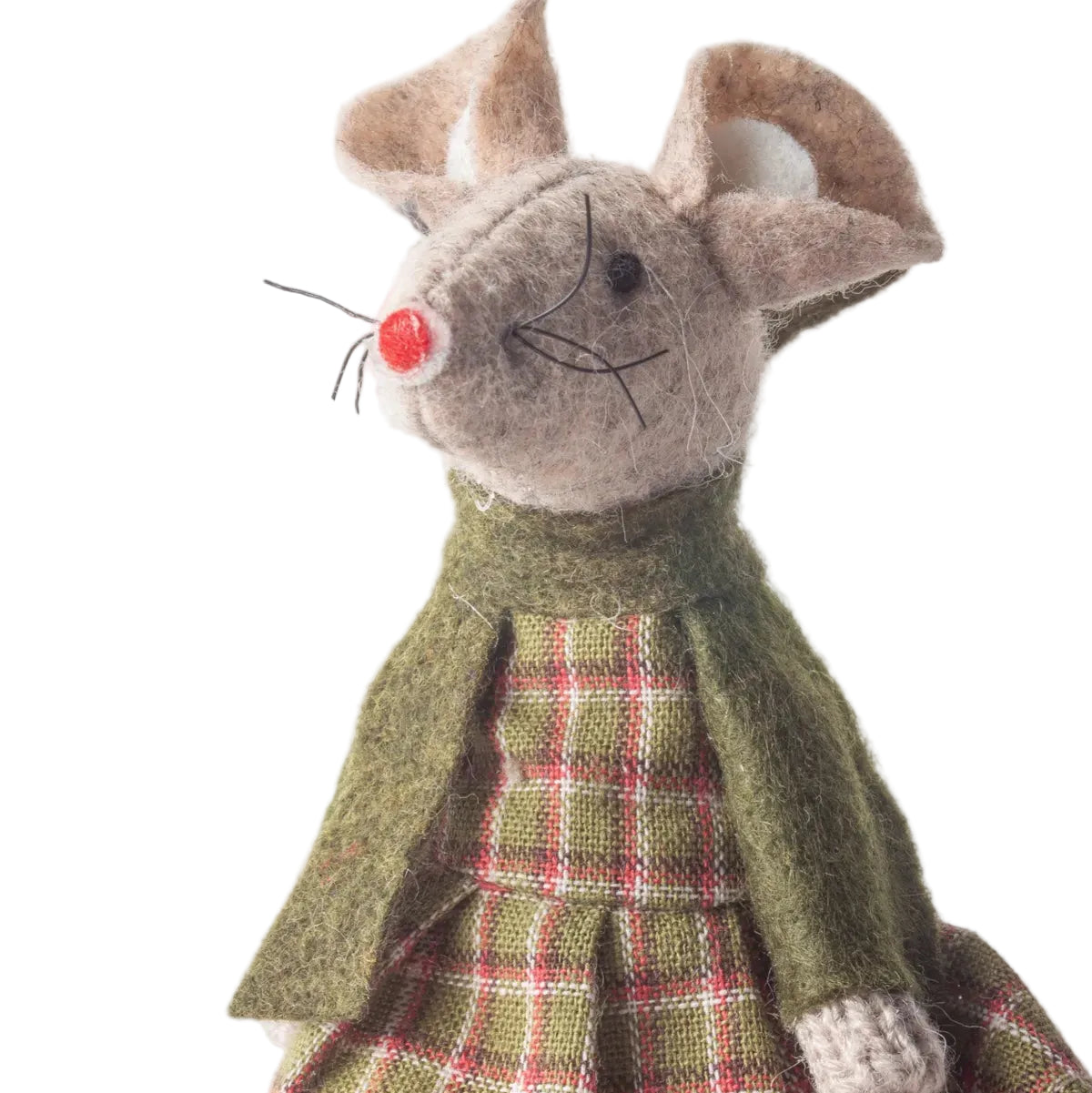 French Country Tilly Mouse Sitting Decoration Green 16cm