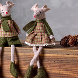 French Country Tilly Mouse Sitting Decoration Green 16cm