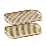Salerno Inlay Tray Olive Small 46x30x5cm – elegant handcrafted serving tray with olive-toned inlay design and cut-out side handles.