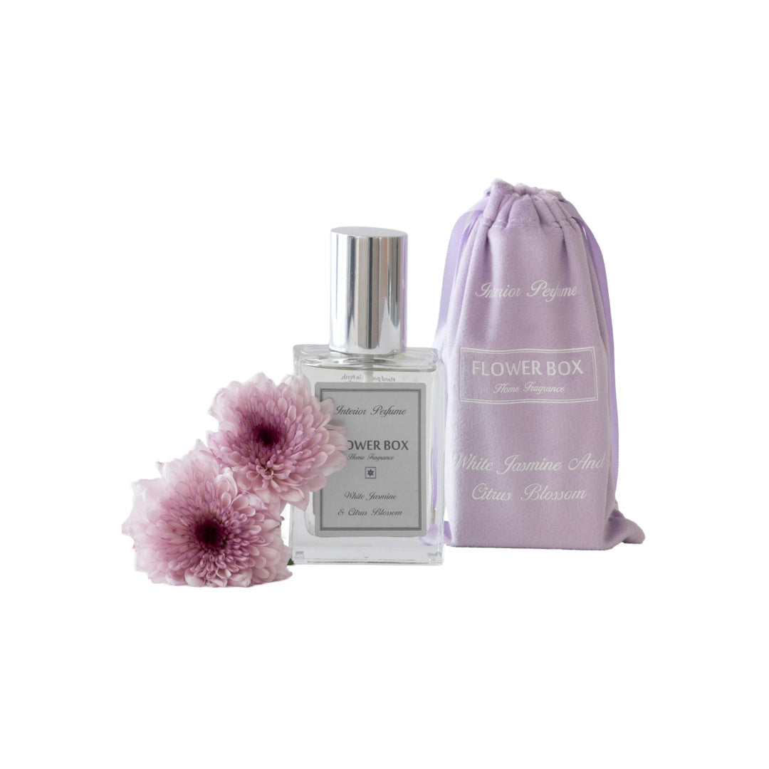 Flower Box Limited Edition interior perfume with elegant pouch and floral accents