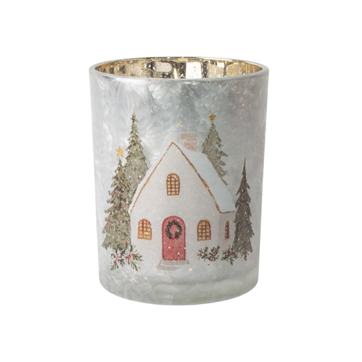 French Country Aurelia Snowy Cottage Votive Large 10x12.5cm | Minimax