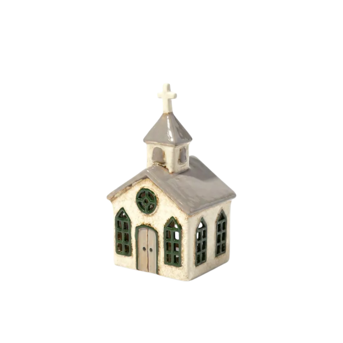 French Country Chapel Tealight Grey/Cream 12x8x21.5cm | Minimax