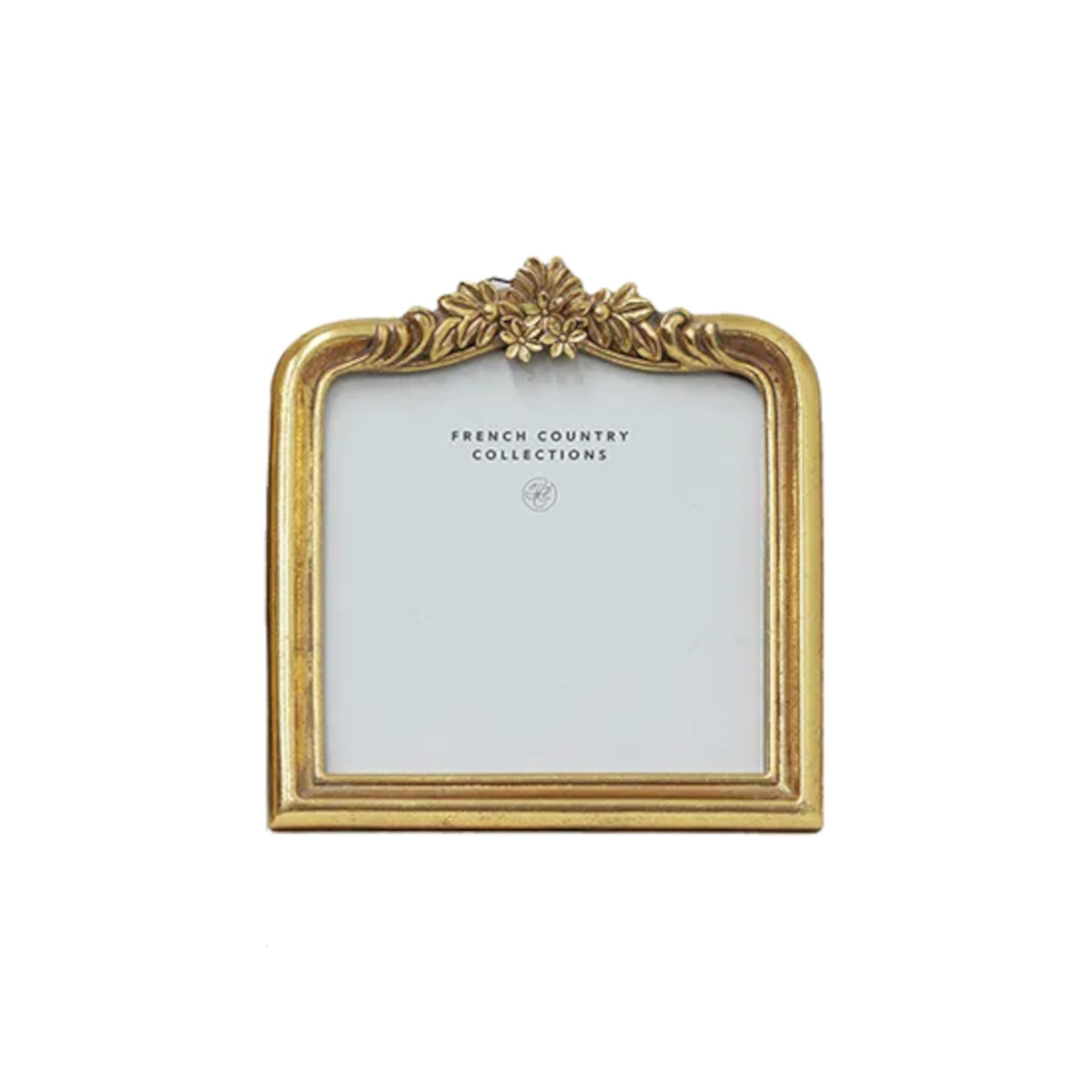 French Country Floral Shaped Frame 15x16cm – gold floral photo frame with ornate top detail, French Country design