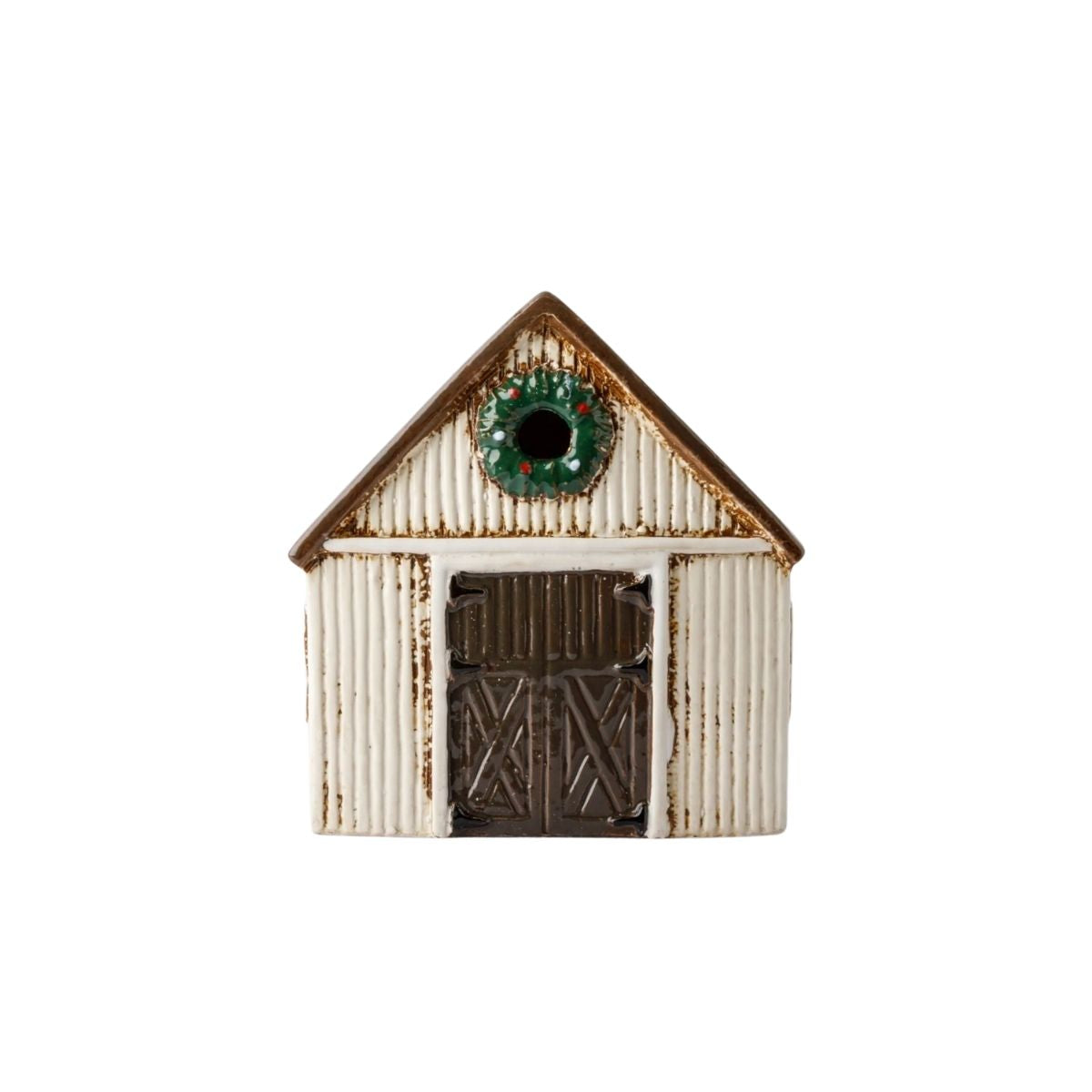 French Country Nordgard Stable with Wreath Tealight House Slate/Cream 15.5x13x16cm | Minimax