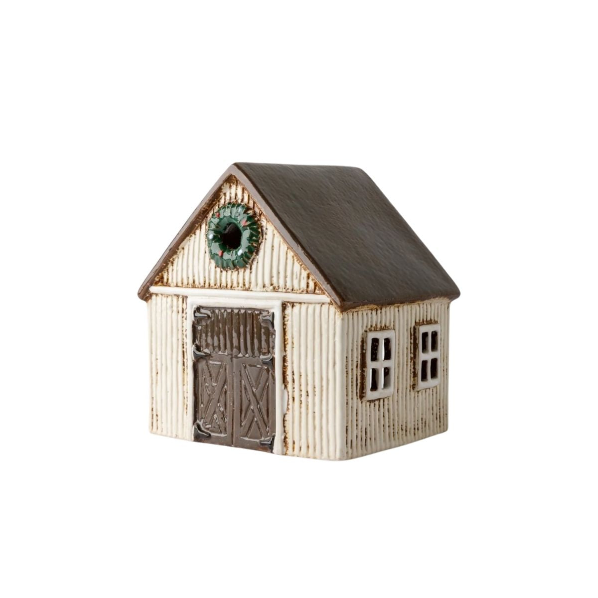 French Country Nordgard Stable with Wreath Tealight House Slate/Cream 15.5x13x16cm | Minimax