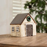 French Country Nordgard Stable with Wreath Tealight House Slate/Cream 15.5x13x16cm | Minimax