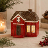French Country Nordgard Woodland Shingle Cottage Tealight House Red 18x10.5x16cm | Minimax