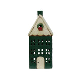 French Country Tea Light House with Wreath Green Tall 13x9x30cm | Minimax
