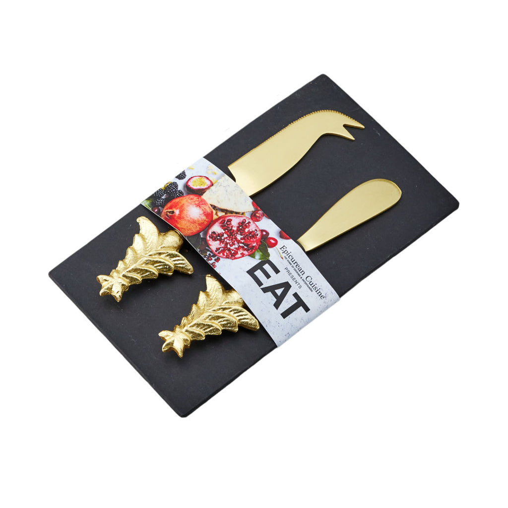 Epicurean Cuisine EAT Christmas Tree Cheese Knife Gold Set of 2 | Minimax