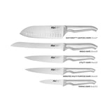 Furi Pro 7 piece knife block set, wooden knife block with stainless steel knives and sharpener included