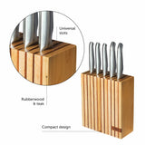 Furi Pro 7 piece knife block set, wooden knife block with stainless steel knives and sharpener included