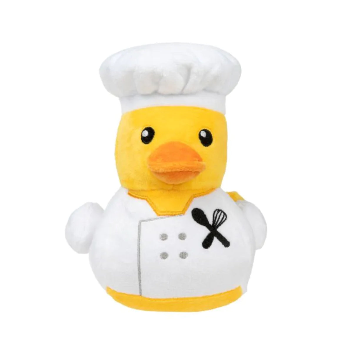 FuzzYard Gordon Quacksay Plush – fun plush duck toy dressed as a chef with white hat and coat, soft and cuddly for pets or play.