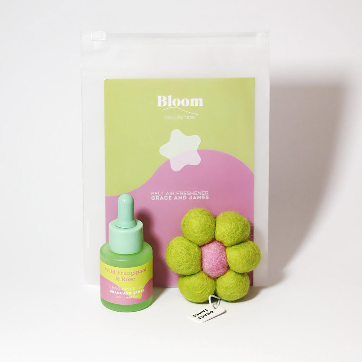 Grace and James Bloom Wild Frangipani & Rose Felt Air Freshener 20ml