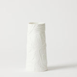Pilbeam Banksia Tall Vase Small White 11x24cm – elegant ceramic vase with embossed botanical design, perfect for modern home décor