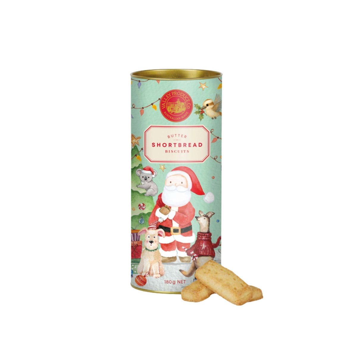 Valley Produce Co. Traditional Santa Pets Shortbread Tube 180g