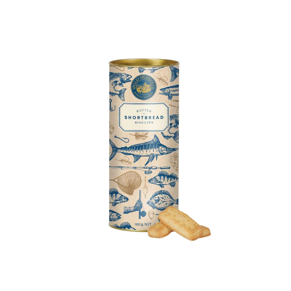 Valley Produce Co. Fishing Shortbread Tube 180g
