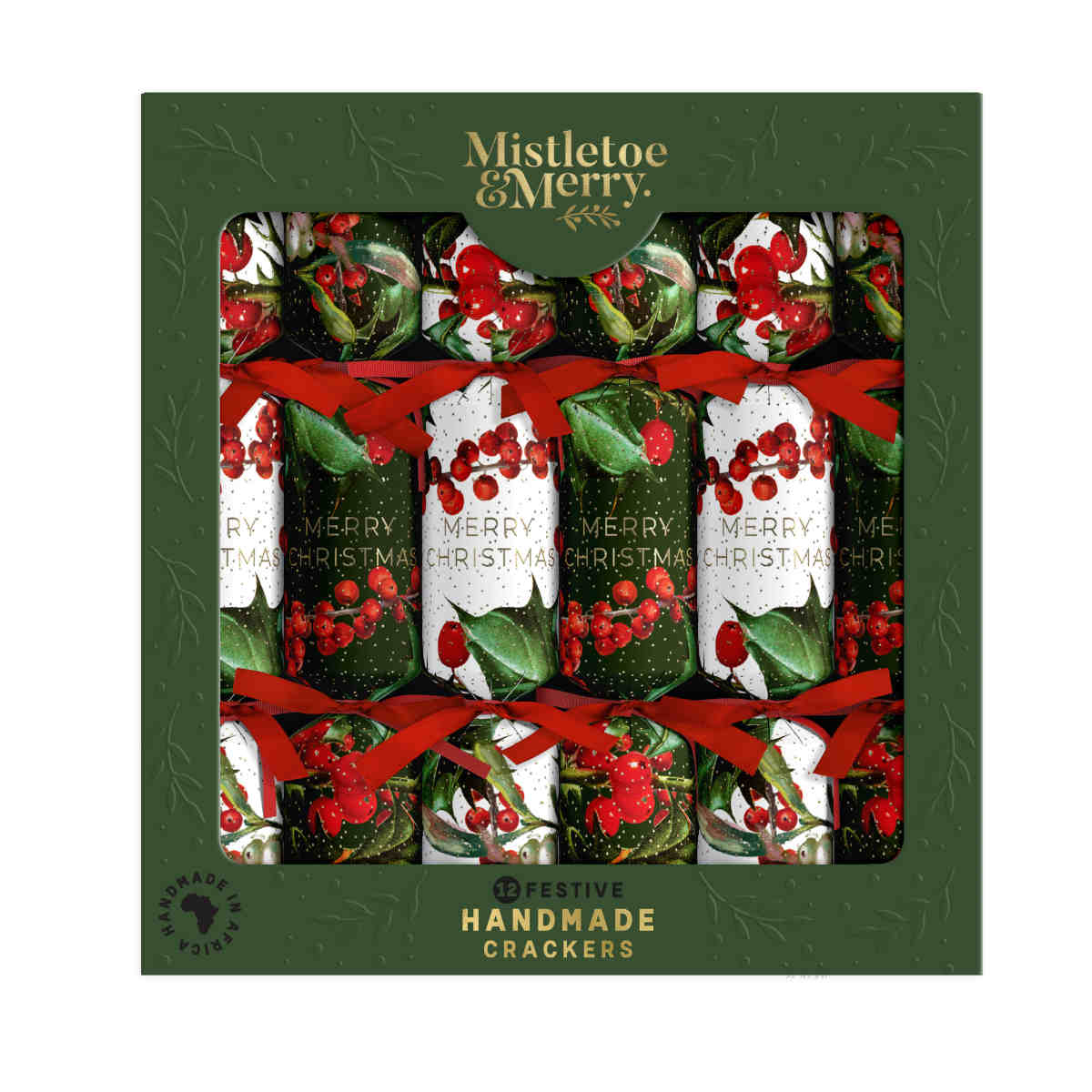 Mistletoe & Merry Holly Berry Cracker 30cm (Set of 12) | Minimax