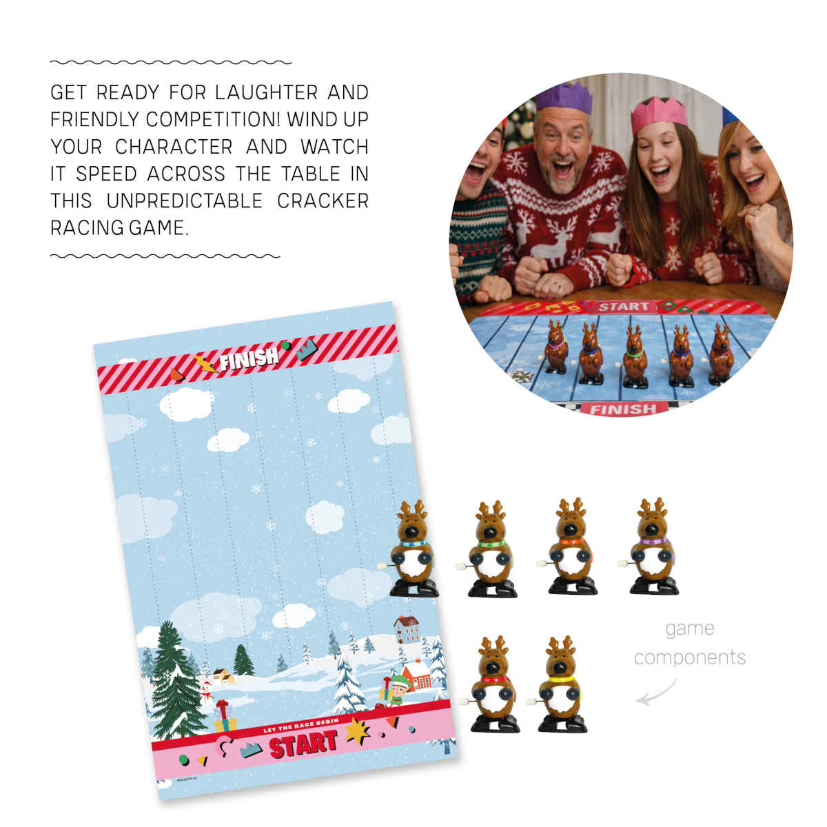 Mistletoe & Merry Racing Game Cracker 30cm (Set of 6) | Minimax