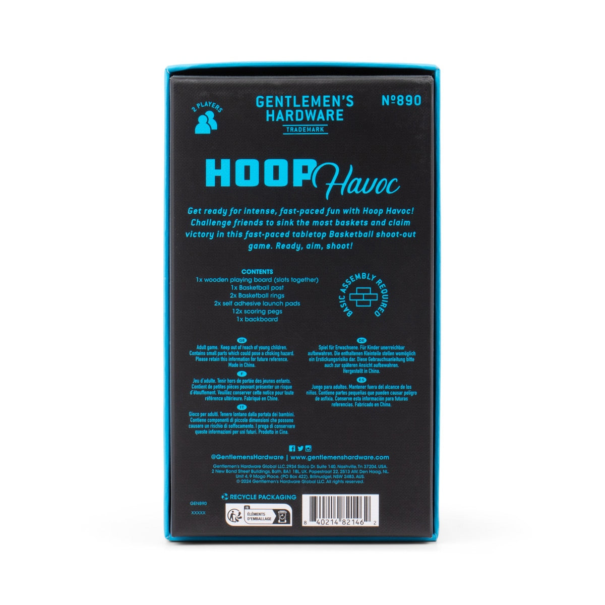 Gentlemen’s Hardware Basketball Shot Game box in bright blue with hoop and ball graphic