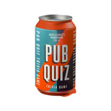Gentlemen’s Hardware Pub Quiz in a Can featuring bold teal and orange trivia game design