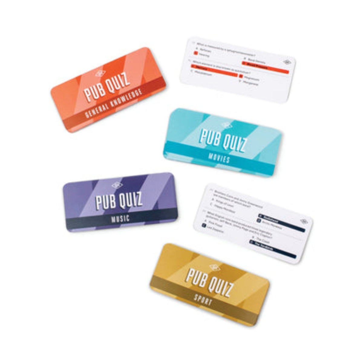 Gentlemen’s Hardware Pub Quiz in a Can featuring bold teal and orange trivia game design