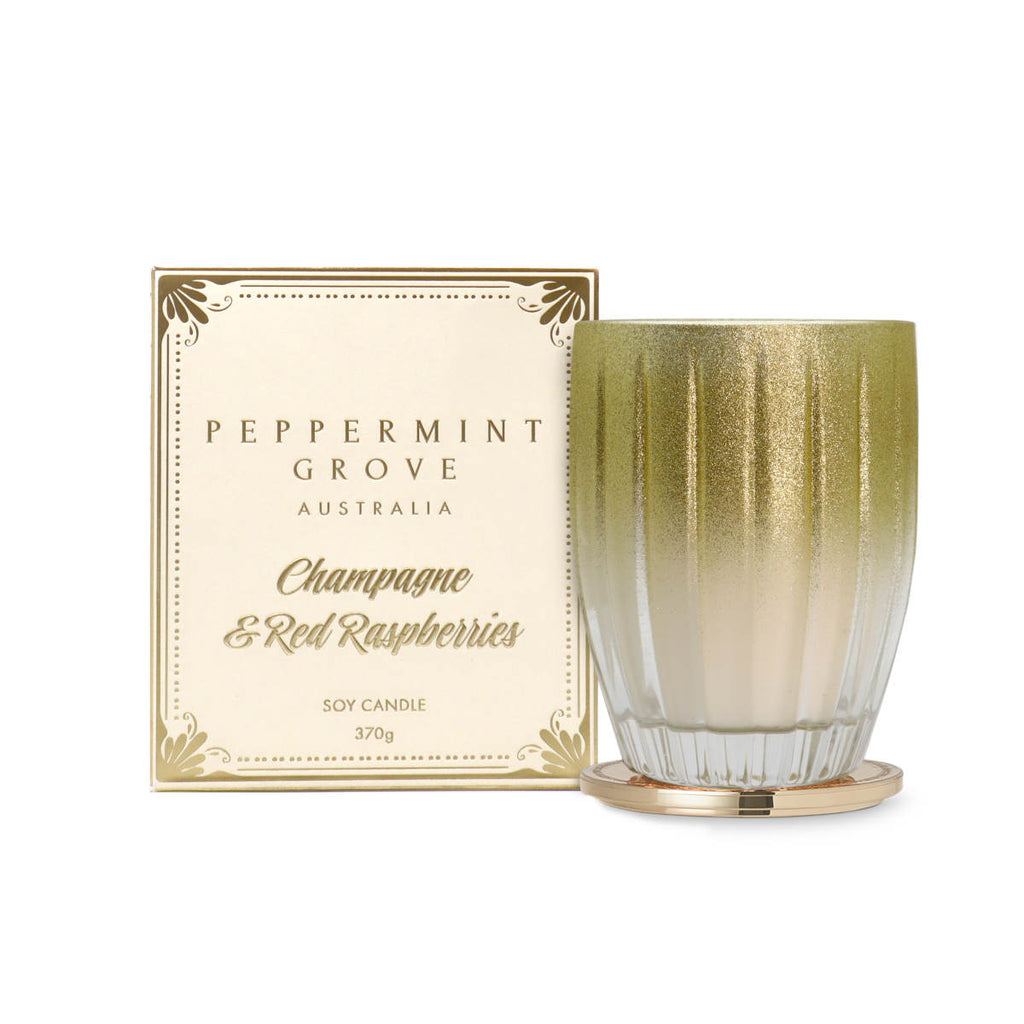 Peppermnt Grove Australia Champagne & Red Raspberries Candle 370g Minimax