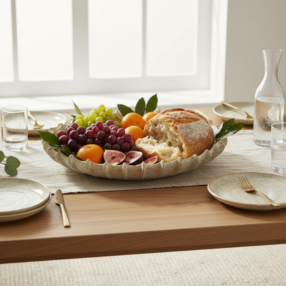 Gaia Ceramic Platter Natural 37 x 6.5cm