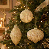 Gala Beaded Bauble Glass Gold 3 Assorted 10cm (Price per item) | Minimax